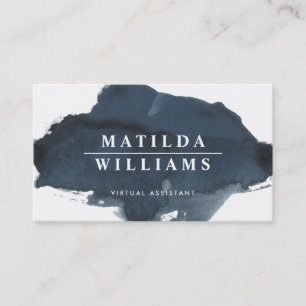 MODERN INK stylish painted inky dark blue white Business Card