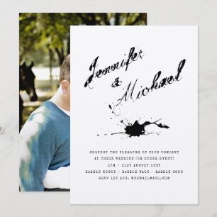 Modern INK Typography PHOTO Couples Invitation