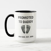 Modern Inked Baby Footprint Promoted Daddy Mug
