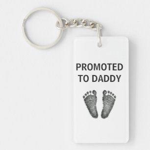 Modern Inked Baby Footprint Promoted To Daddy Key Ring