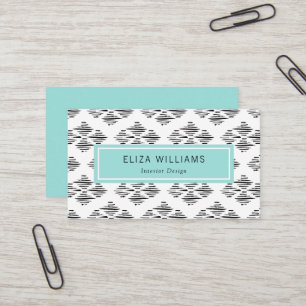 Modern Inkstroke Pattern - Turquoise Black White Business Card