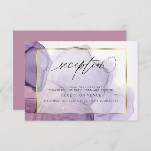 Modern Inky Plum Lilac Rose Reception Invitation