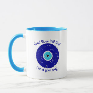 Modern Inspirational Blue Evil Eye Water Drops Art Mug