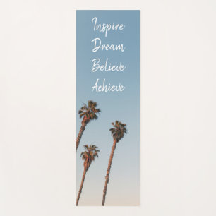Modern Inspirational Mantra Blue Sky Palm Tree Yoga Mat