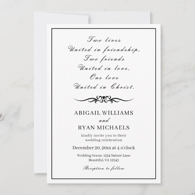 Modern Inspirational Quote Christian Wedding Invitation (Front)