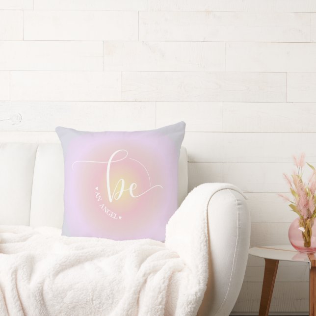Modern Inspirational Quote  Lavender Be An Angel  Cushion (Couch)
