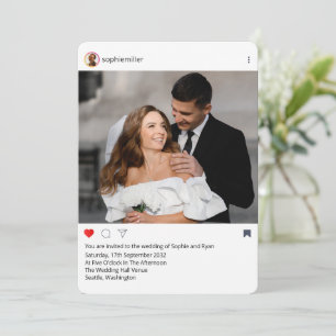 Modern Instagram Frame Custom Photo Wedding Invitation