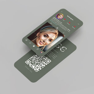 Modern Instagram Inspired Monogram Sage Green Business Card