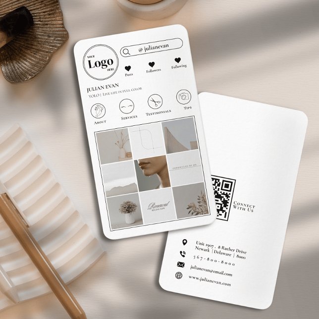 Modern Instagram Photo Collage Business Card (Creator Uploaded)