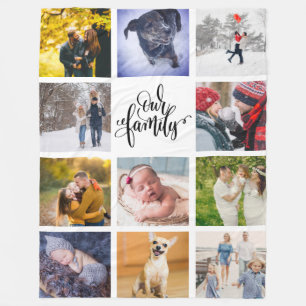 Modern Instagram Photo Collage Our Family Fleece Blanket