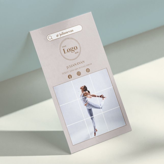Modern Instagram Photo Elegant Beige Business Card (Creator Uploaded)