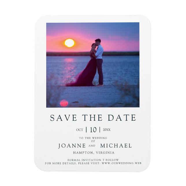 Modern Instant Photo Couple Save the Date Wedding Magnet (Vertical)