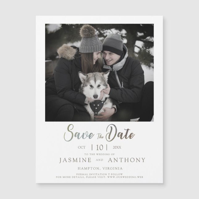 Modern Instant Photo Pet Save the Date Wedding (Front)