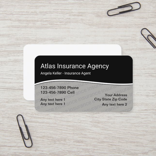 Modern Insurance Agency Business Card (Front/Back In Situ)