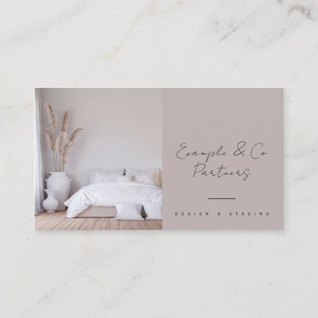 Modern Interior Design custom photo Business Card (Back)