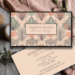 Modern Interior Designer Abstract Boho Cream Green Business Card