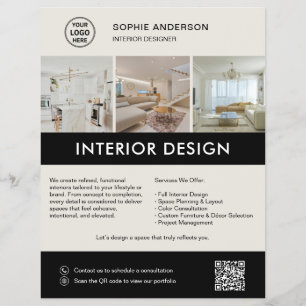 Modern Interior Designer Marketing Neutral Black Flyer
