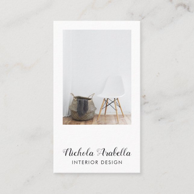 Modern Interior Designer Photo Business Card (Front)