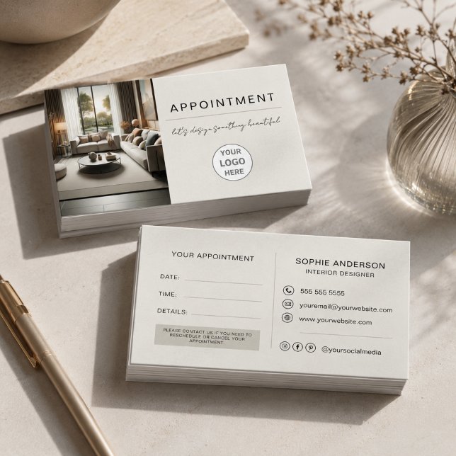 Modern Interior Designer Professional Logo Appointment Card (Modern Interior Designer Professional Logo Appointment Card)