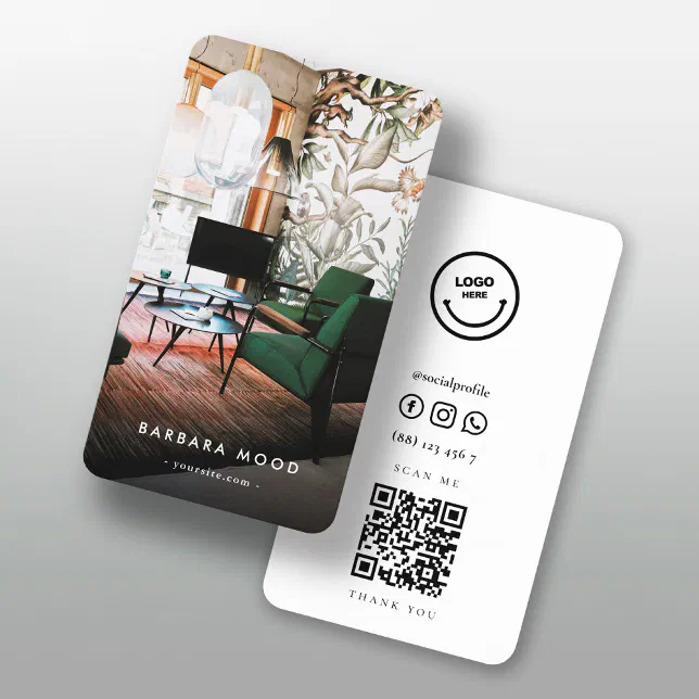 Modern Interior Designer Qr Code Business Card | Zazzle