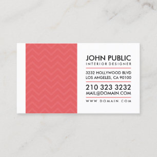 Modern Interior Designer Red Chevron Pattern Business Card