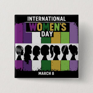 Modern International Women's Day Diverse Women 15 Cm Square Badge