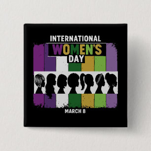 Modern International Women's Day Diverse Women 15 Cm Square Badge