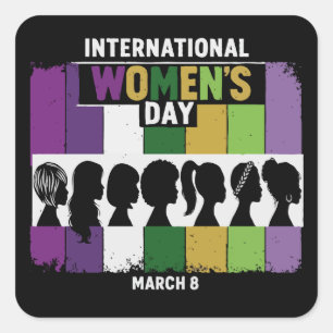 Modern International Women's Day Diverse Women Square Sticker