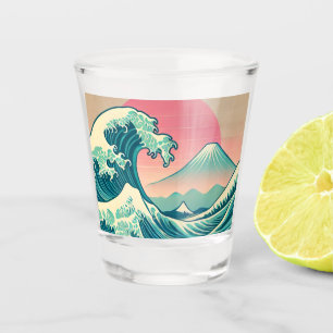 Modern Interpretation of The Great Wave Shot Glass
