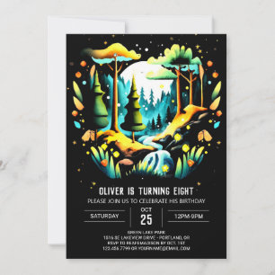 Modern Into the Woods Kids Birthday Invitation