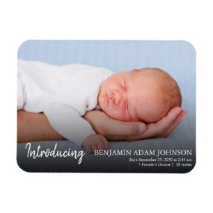 Modern Introducing Newborn Photo Birth Announce Magnet