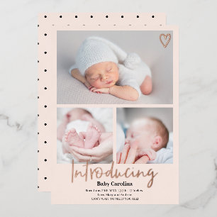 Modern introducing rose pink 3 photos baby birth