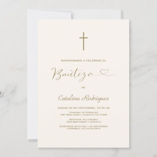 Modern Invitacion De Bautizo Hija Girl Baptism  Invitation