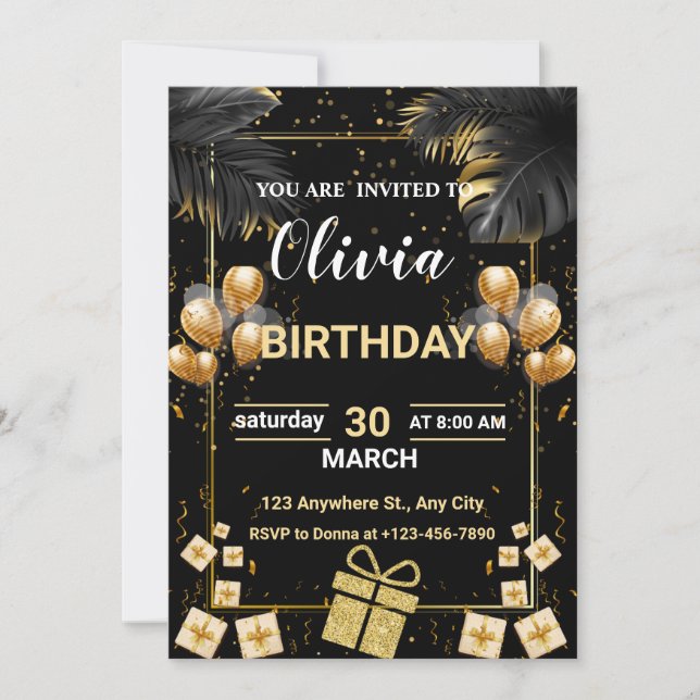 Modern Invitation Template for an Adult Birthday  (Front)