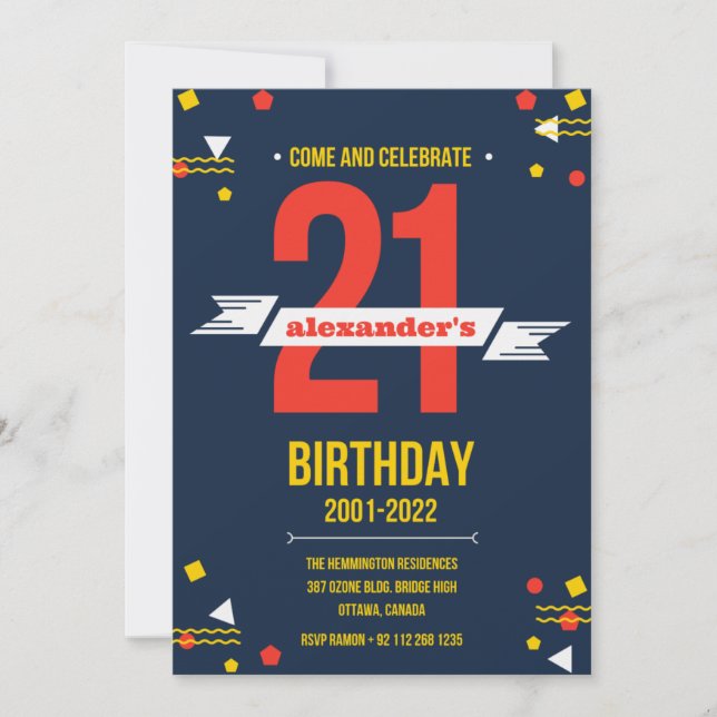 Modern Invitation To Birthday 21th  (Front)