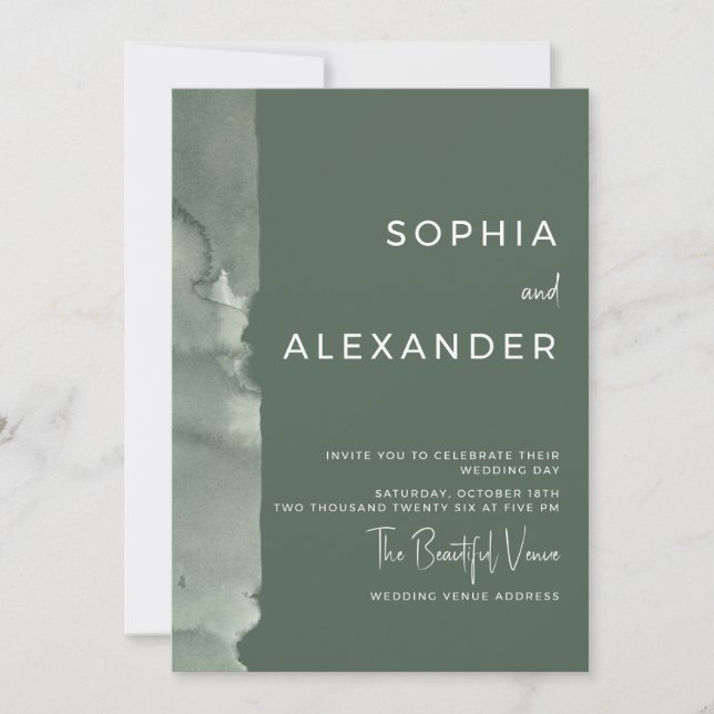 Modern Invitation Watercolor Wedding.   (Front)