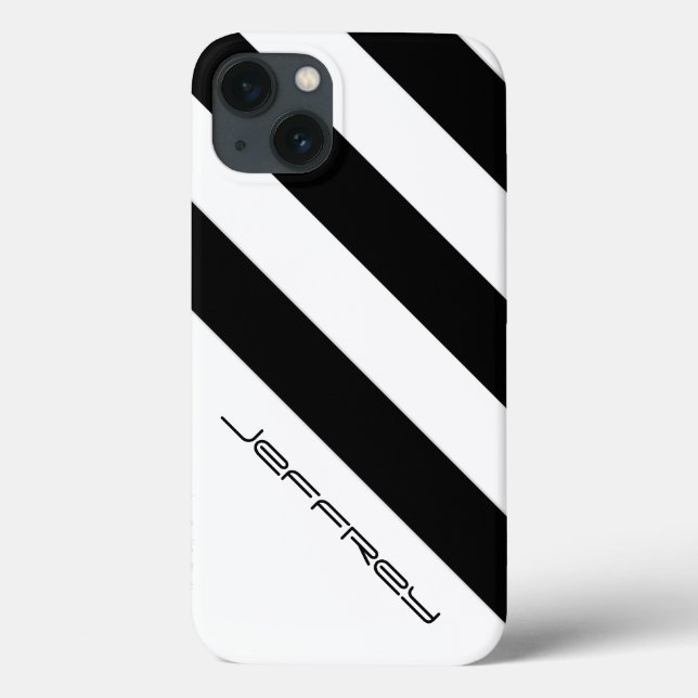 Modern iPhone 6 Case Black & White Diagonal Stripe (Back)