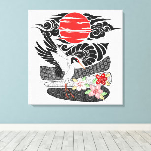 Modern Irezumi Art Tsuru Canvas Print