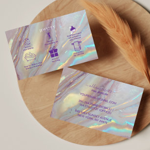 Modern Iridescent Branding Style Jewellery Care  Business Card