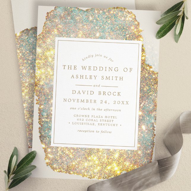 Modern Iridescent Glitter Wedding Invitation (Creator Uploaded)