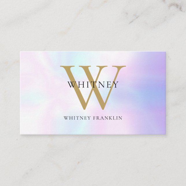 Modern Iridescent Monogram Professional Business Card (Front)