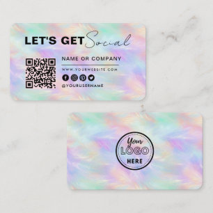 Modern Iridescent Opal Stylish Connect With Us Business Card