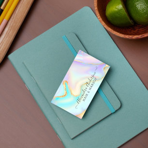 Modern Iridescent Pastel & Gold Marble Business Card
