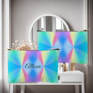 Modern iridescent pastel rainbow coloured accessory pouch