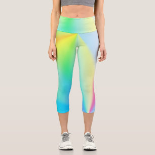 Modern iridescent pastel rainbow coloured capri leggings