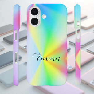 Modern iridescent pastel rainbow coloured, custom iPhone 16 Case