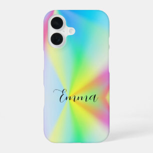 Modern iridescent pastel rainbow coloured, custom iPhone 16 Case
