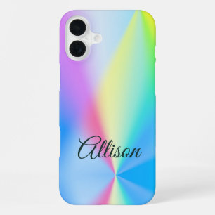 Modern iridescent pastel rainbow coloured iPhone 16 plus case