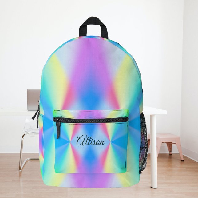 Modern iridescent pastel rainbow coloured printed backpack (Creator Uploaded)