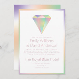 Modern Iridescent Rainbow Diamond Wedding Invitation